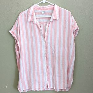 Old Navy Pink and White Striped Button Down Shirt
